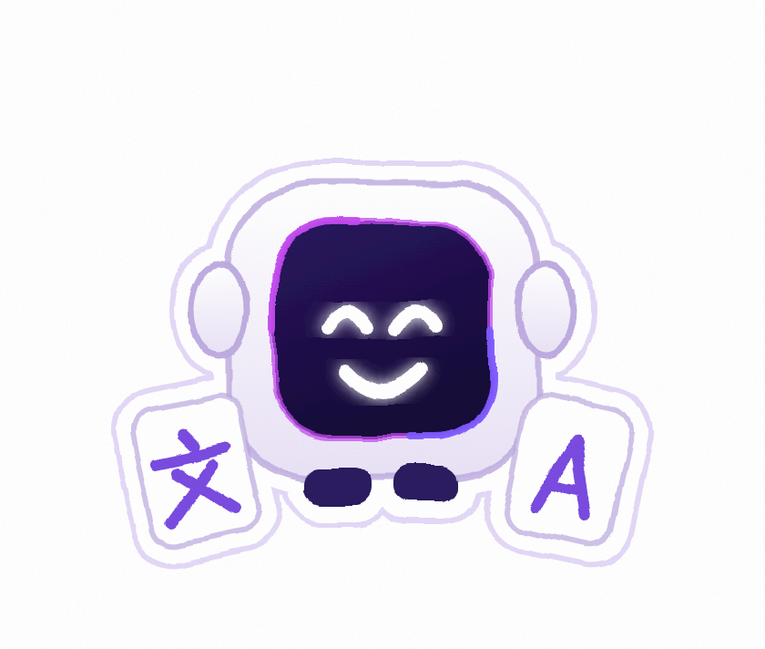Voca mascot holding language cards